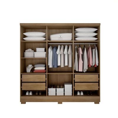 Guarda Roupa Solteiro Com Pés 6 Portas 4 Gavetas - Milly-cumaru - Móveis Novo Horizonte