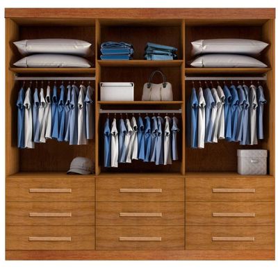 Guarda-roupa Casal 3 Portas Espelho 9 Gavetas 2,11m - Turim-nature-off - Bianchi Móveis