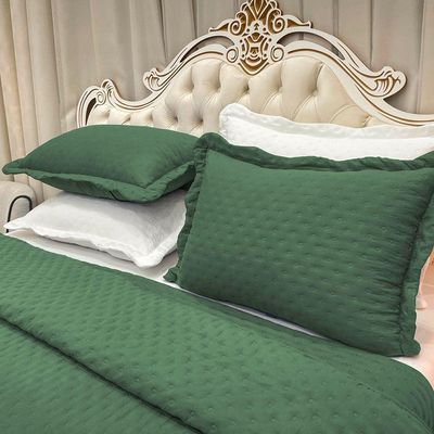 Kit Cobre Leito Colcha Diplomata Casal Dupla Face 3 Peças - Verde - 100% Poliéster