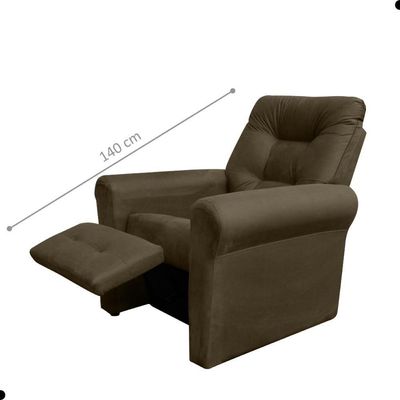 Poltrona Reclinável Para Descanso Guaíra Suede Cappuccino