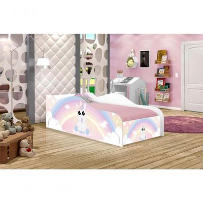 Cama Carro Fun Adesivada Unicórnio Bebê Solteiro