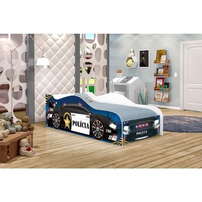 Cama Carro Polícia Kids Solteiro Com Colchão