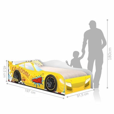 Cama Carro Kaboom Amarelo Solteiro Com Colchão