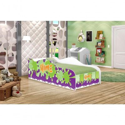 Cama Carro Fun Adesivada Slime Menino Solteiro