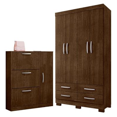Conjunto De Guarda Roupa E Sapateira Coutos Malbec