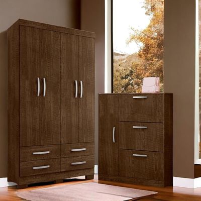 Conjunto De Guarda Roupa E Sapateira Coutos Malbec