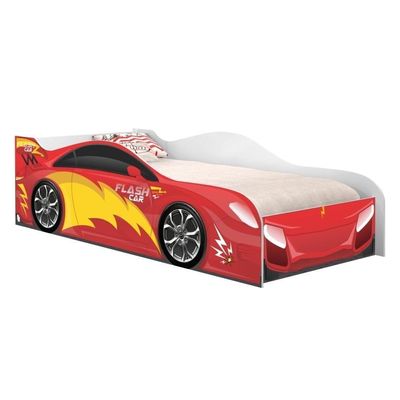 Cama Carro Menino Vermelho Solteiro Com Colchão
