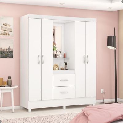 Conjunto Quarto Guarda Roupa E Comoda Ravenna Branco