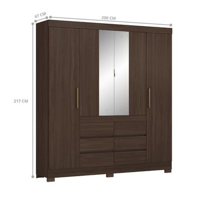 Conjunto Guarda Roupa 4 Portas E Sapateira Lira Cafe Touch