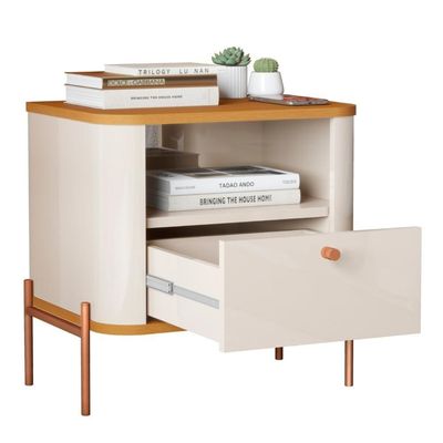 Mesa De Cabeceira Sweet Dreams Off White Nature Bronze