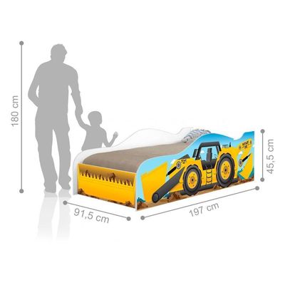 Cama Solteiro Carro Infantil Para Menino Trator Amarelo