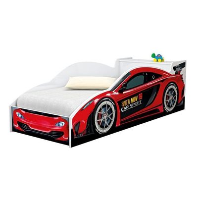 Cama Carro Com Baú Infantil Vermelho Com Colchão
