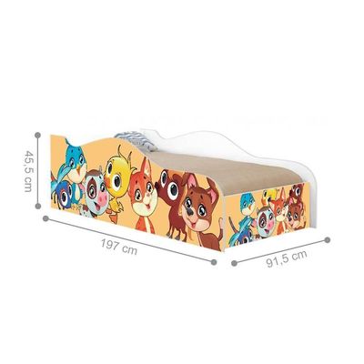 Cama Carro Fun Adesivada Bichinhos Solteiro