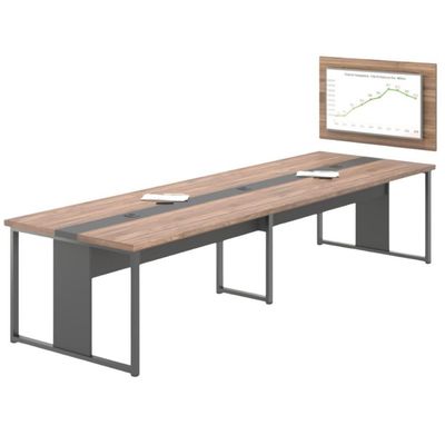 Mesa De Reunião Com Painel De 40 Houston Noce Preto