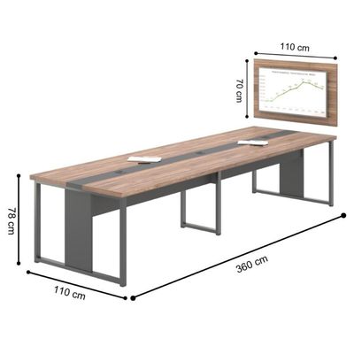 Mesa De Reunião Com Painel De 40 Houston Noce Preto