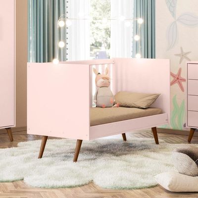 Berço Retro Mini Cama Com Pés Gael Rosa
