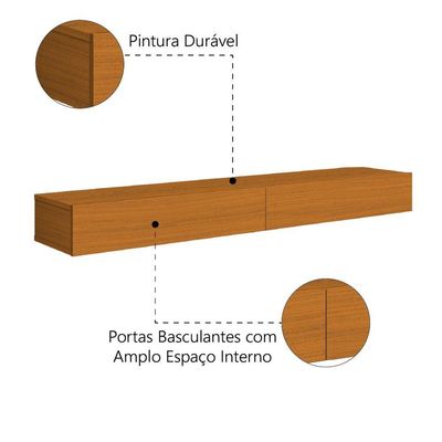 Rack Suspenso Para Painel Ou Tv Até 55 Polegadas 2 Portas 1,10m Egeo Edn Madeirado