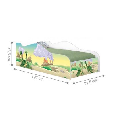 Cama Carro Fun Adesivada Dinossauro Irmãos Solteiro