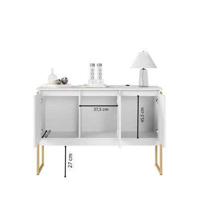Buffet Moderno 3 Portas Londres Branco Dourado