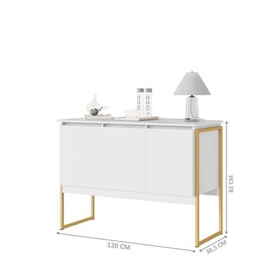 Buffet Moderno 3 Portas Londres Branco Dourado