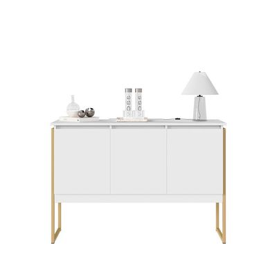 Buffet Moderno 3 Portas Londres Branco Dourado