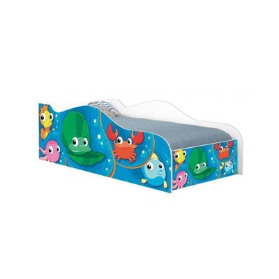 Cama Carro Fun Adesivada Fundo Do Mar Peixes Solteiro