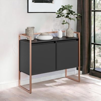 Aparador Junior Luxo 2 Portas Preto Cobre