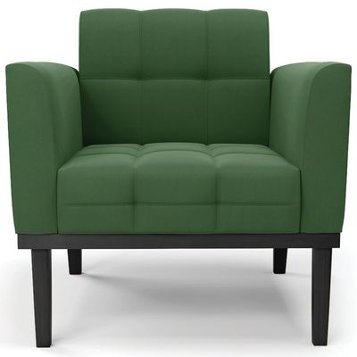 Poltrona Base Madeira Preto Kit 2 Ana Suede Verde - Ibiza