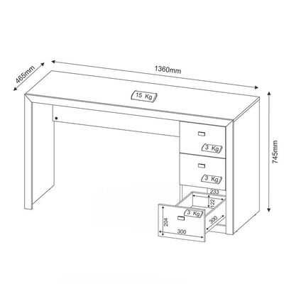 Mesa Para Computador 3 Gavetas Me4102 Branco - Tecno Mobili