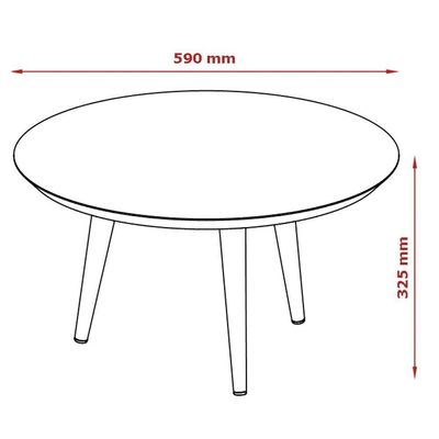 Mesa De Centro Redonda Pés Madeira Luna 590 Off White - Patrimar