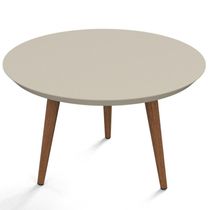 Mesa De Centro Redonda Pés Madeira Luna 590 Off White - Patrimar