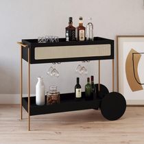 Carrinho Bar 1 Gaveta Porta Taça Pé Metal Arlo A10 Nero/dourado - Mpozenato