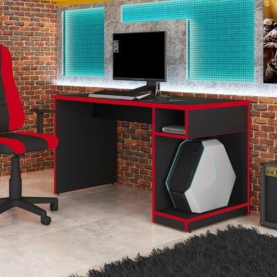 Mesa Para Computador Notebook Gamer X Preto/vermelho - Fit Mobel