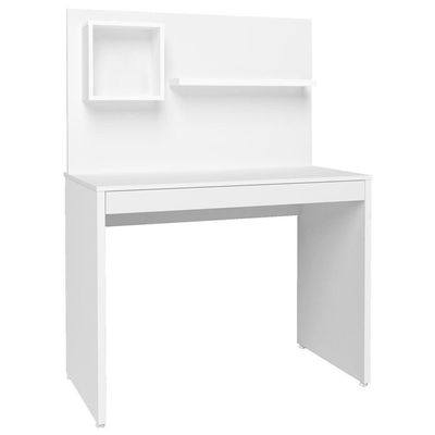 Escrivaninha Com Painel 1 Nicho 1 Prateleira Mobile First Branco Artany