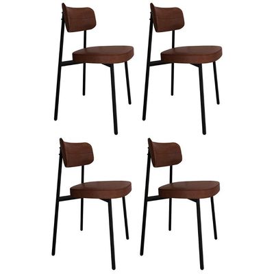 Cadeira De Jantar Estofada Kit 4 Ella M25 Sintético Marrom - Mpozenato