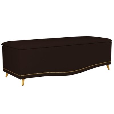 Calçadeira Baú King 195cm Com Tachas Imperial J02 Sintético Marrom Escuro - Mpozenato