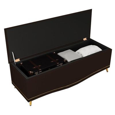 Calçadeira Baú King 195cm Com Tachas Imperial J02 Sintético Marrom Escuro - Mpozenato