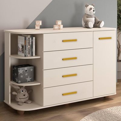 Cômoda Infantil Com Cantoneira E 4 Gavetas 100% Mdf New Lorena Off White - Phoenix