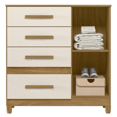 Cômoda Para Quarto 98cm Com 4 Gavetas Baco Freijo/off Z17 - Mpozenato
