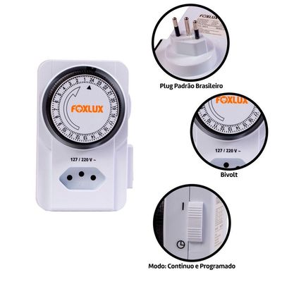 Kit 6 Timer Temporizador Programador Analógico Bivolt Foxlux