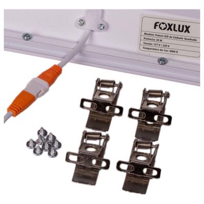 Painel Led 40x40 Quadrado Branco Embutir 30w 4000k Foxlux