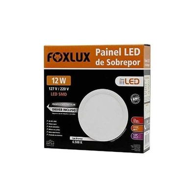 Painel Led 17x17 Redondo Branco Sobrepor 12w 6500k Foxlux