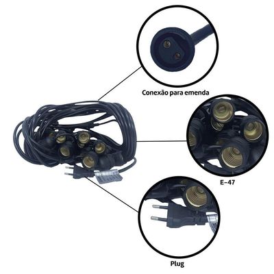 Varal De Luzes 30 M Bocal E-27 Bivolt Sem Lampadas Foxlux