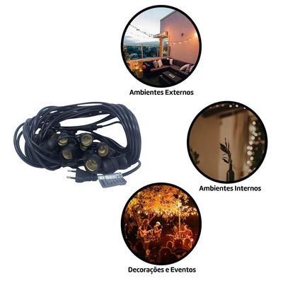Varal De Luzes 30 M Bocal E-27 Bivolt Sem Lampadas Foxlux