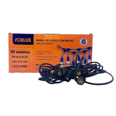 Varal De Luzes 10 M Bocal E-27 Bivolt Sem Lampadas Foxlux