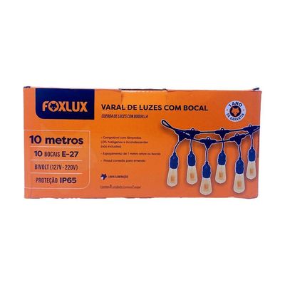 Varal De Luzes 10 M Bocal E-27 Bivolt Sem Lampadas Foxlux