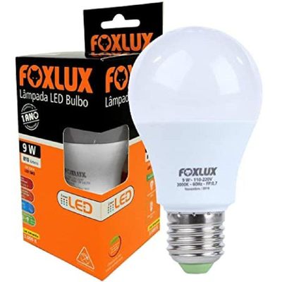 Kit 2 Lâmpadas Led Bulbo 9w Base E-27 Bivolt 3000k Foxlux