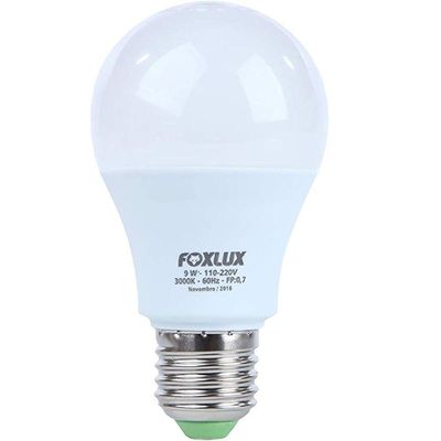 Kit 2 Lâmpadas Led Bulbo 9w Base E-27 Bivolt 3000k Foxlux