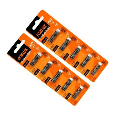 Kit 10 Pilha Alcalina 12v A27 Foxlux