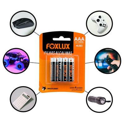 Pilha Alcalina Palito Aaa Foxlux Com 8 Unidades